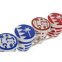 DKD Home Decor Set de 4 Tazas de Porcelana para Infusiones, Azul y Rojo, 380 ml