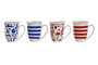 DKD Home Decor Taza para Infusiones Boho Porcelana y Acero Inoxidable Azul Rojo 9 x 11 x 12 cm 380ml (4 Unidades)