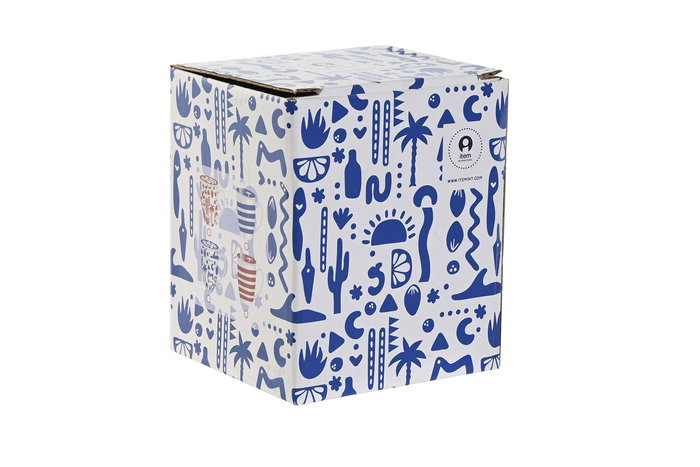 DKD Home Decor Taza para Infusiones Boho Porcelana y Acero Inoxidable Azul Rojo 9 x 11 x 12 cm 380ml (4 Unidades)