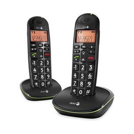Doro PhoneEasy 100w Duo - Teléfono DECT con Altavoz, 20 entradas, Negro