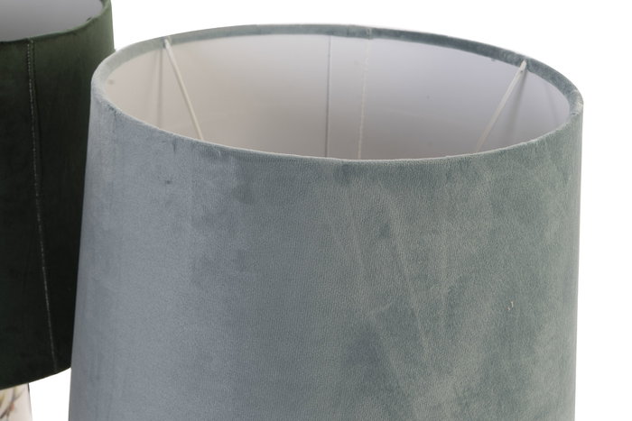 DKD Home Decor Lámpara Sobremesa Chic Verde Turquesa Pájaro Metal Poliéster Velvet Pantalla 28 x 50 x 28 cm (4 Unidades)