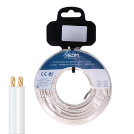 Edm Carrete cable paralelo 2x2,50 mm² blanco audio 5 m