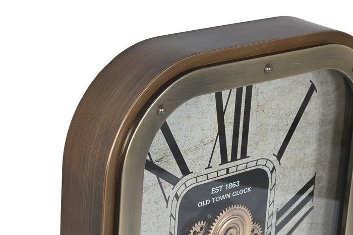 DKD Home Decor Reloj de Pared de Hierro y Cristal Dorado y Beige