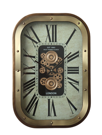 DKD Home Decor Reloj de Pared de Hierro y Cristal Dorado y Beige