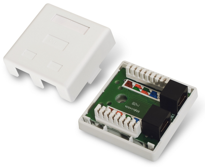 Aisens Roseta de Superficie RJ45 Cat.6 UTP 2 Tomas Blanco