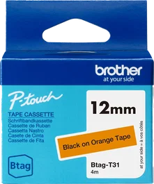 Brother Btag-T31 Cinta Mecanográfica Negro sobre Naranja