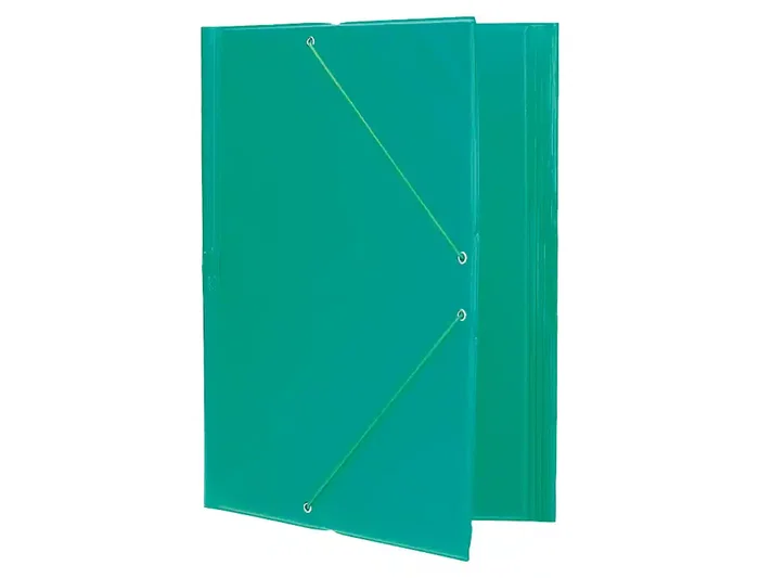 Liderpapel Carpeta Tres Solapas Plástico Folio Color Verde Cierre Gomas
