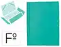 Liderpapel Carpeta Tres Solapas Plástico Folio Color Verde Cierre Gomas