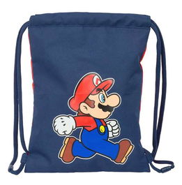 Bolsa Mochila con Cuerdas Super Mario Trick Rojo Azul oscuro 26 x 34 x 1 cm