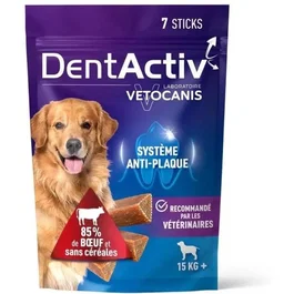 Vetocanis DentActiv 7 Barritas Higiene Bucal Carne Vacuno para Perros +15 kg