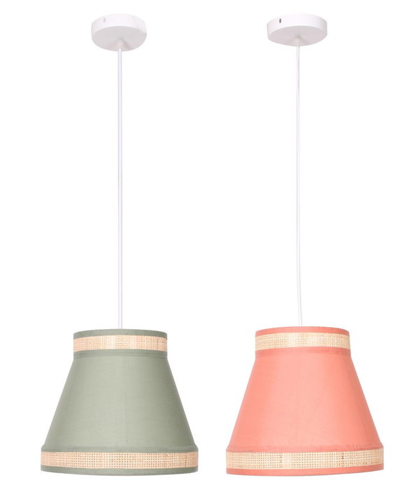 DKD Home Decor Lámpara de Techo de Ratán y Poliéster Surtida (Pack de 2)
