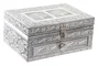 DKD Home Decor Joyero Indio Plateado Natural Madera Aluminio 17.5 x 12.5 x 8.5 cm