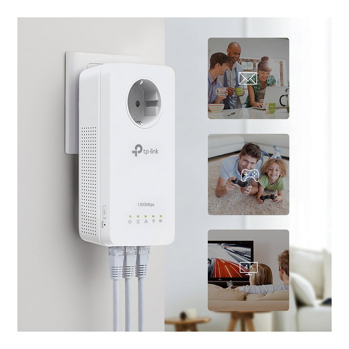 TP-Link TL-WPA1300P Kit de Adaptadores Powerline con Wi-Fi 5 y Enchufe Integrado TP-Link TL-WPA1300P Kit de Adaptadores Powerline con Wi-Fi 5 y Enchufe Integrado