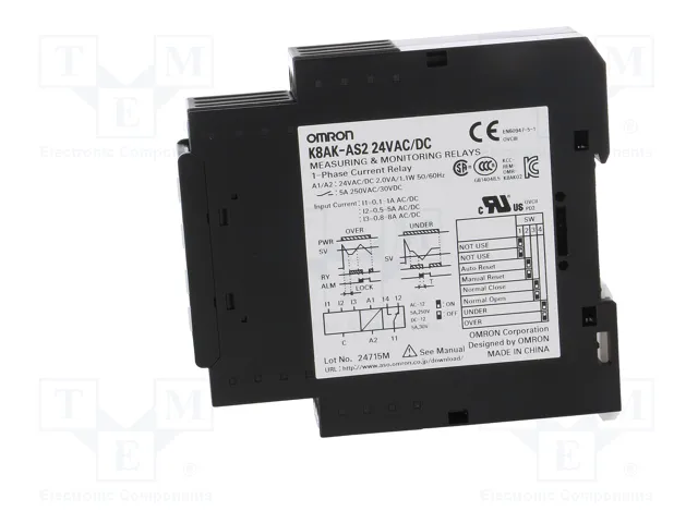 OMRON K8AK-AS2 Relé de monitorización de corriente 24VAC/DC SPDT