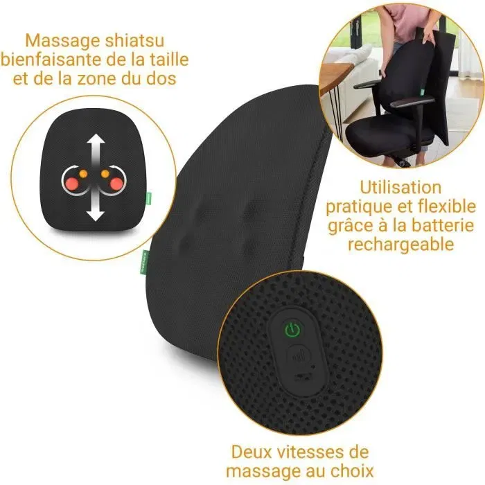 Medisana Respaldo de Masaje MC 500 Shiatsu Inalámbrico 2 Velocidades Negro