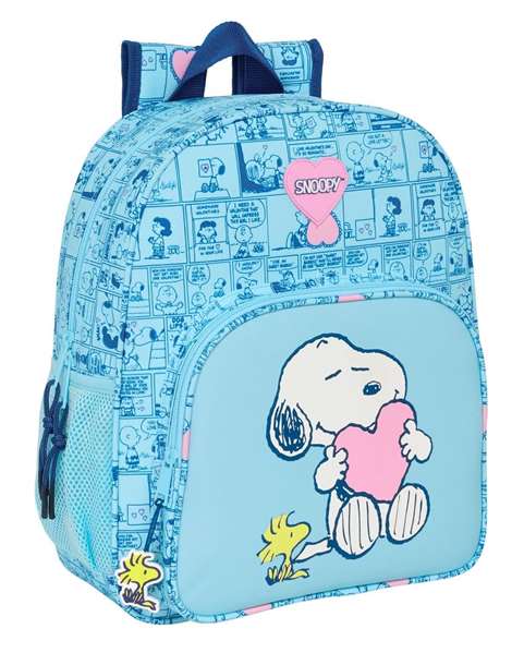 Mochila Escolar Snoopy Love Azul 32 x 38 x 12 cm