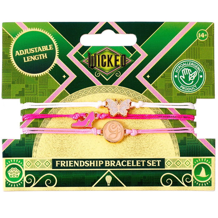 THE CARAT SHOP Set 2 Pulseras Amistad Glinda Wicked Mariposa Zapato G Tono Oro Rosa Zinc