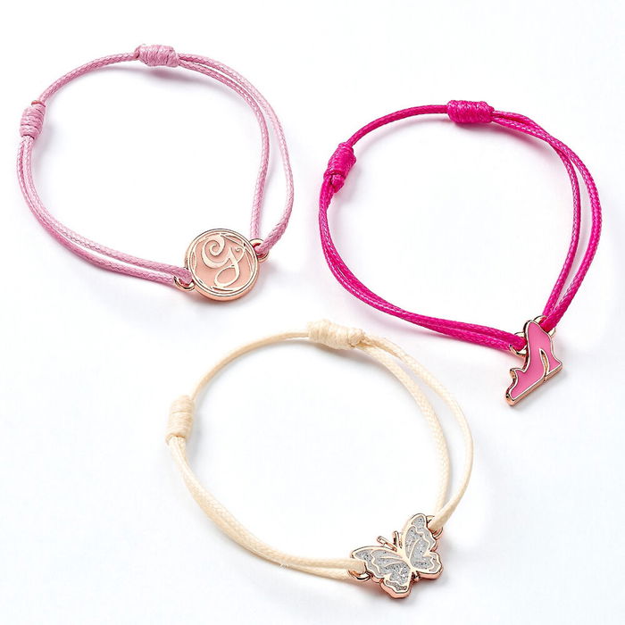 THE CARAT SHOP Set 2 Pulseras Amistad Glinda Wicked Mariposa Zapato G Tono Oro Rosa Zinc
