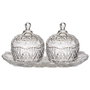 Home Deco Factory Juego de 2 Bomboneras de Vidrio/Cristal con Bandeja