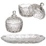 Home Deco Factory Juego de 2 Bomboneras de Vidrio/Cristal con Bandeja