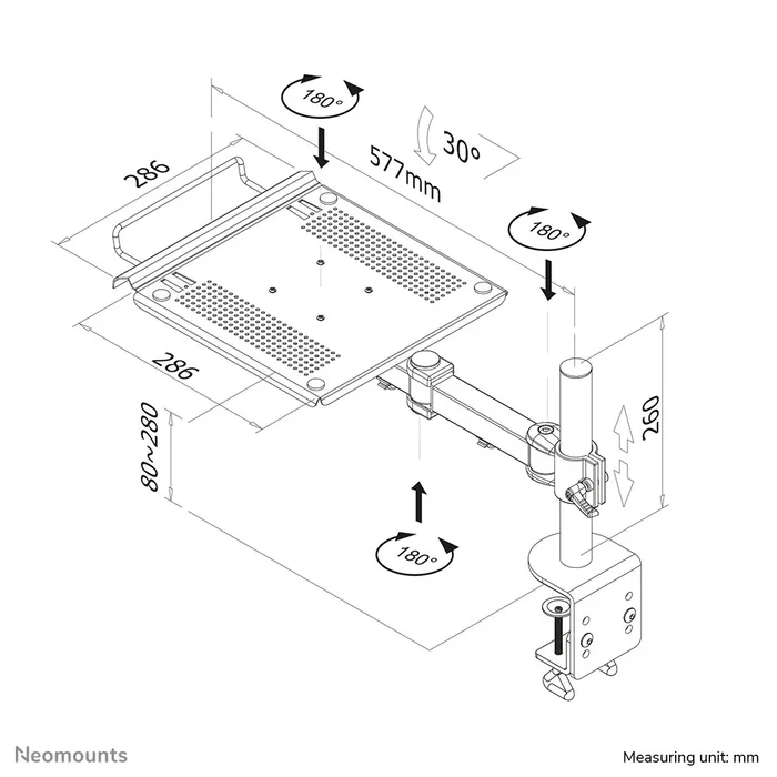 Neomounts NOTEBOOK-D100 Soporte para Portátil Ajustable - Soporte de Mesa o Pared Giratorio e Inclinable para Pantallas de 10" a 22" y hasta 10 kg - Color Negro Neomounts NOTEBOOK-D100 Soporte para Portátil Ajustable - Soporte de Mesa o Pared Giratorio e Inclinable para Pantallas de 10" a 22" y hasta 10 kg - Color Negro