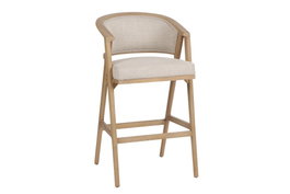 DKD Home Decor Taburete Romántico de Fresno y Poliéster, Asiento a 75 cm, Dimensiones 55 x 57 x 102.5 cm