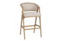 DKD Home Decor Taburete Romántico de Fresno y Poliéster, Asiento a 75 cm, Dimensiones 55 x 57 x 102.5 cm