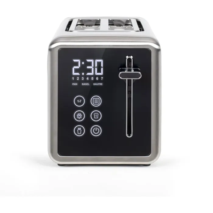 Livoo Tostadora Digital DOD205, 2 Rebanadas, 850 W, Panel de Control Táctil, Gris y Negro