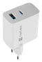 Natec Cargador 65W GaN NUC-2142 con Power Delivery 3.0 y Quick Charge 3.0, 1 Puerto USB-C + 1 Puerto USB-A, Color Blanco, 100-240V