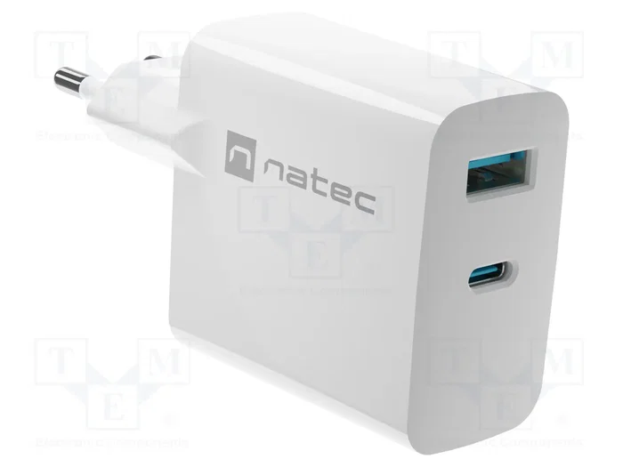 Natec NUC-2142 Cargador GaN de 65 W con 2 Puertos USB, Blanco Natec NUC-2142 Cargador GaN de 65 W con 2 Puertos USB, Blanco