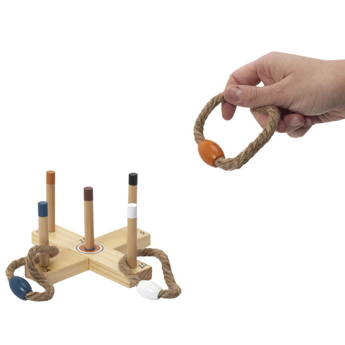 Mister Gadget Juego Lanzar Anillas Madera con 5 Anillas de Soga
