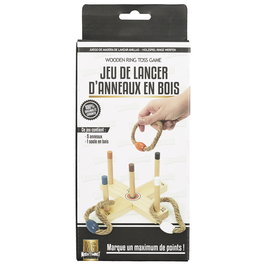 Mister Gadget Juego Lanzar Anillas Madera con 5 Anillas de Soga