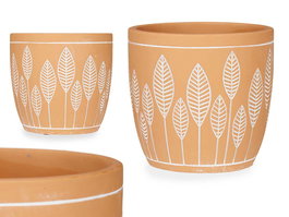 Maceta Ibergarden Terracota Hojas Redonda 13.5x13 cm Cemento Marron (Set de 8)
