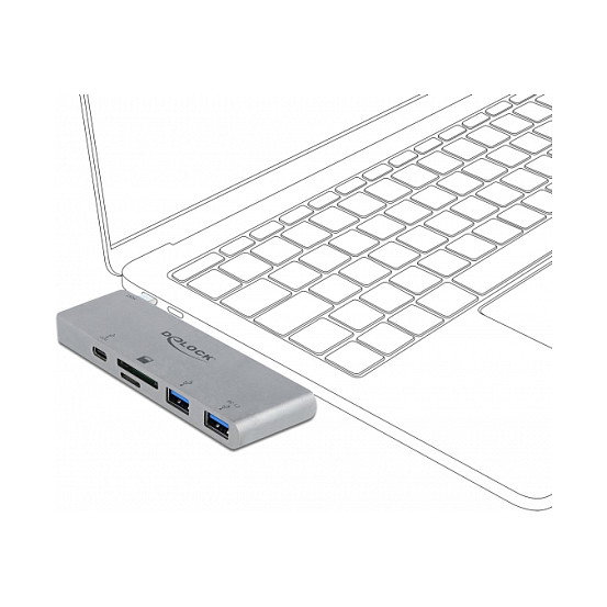 DeLOCK 64078 Hub USB y Lector de Tarjetas para MacBook con PD 3.0 Gris DeLOCK 64078 Hub USB y Lector de Tarjetas para MacBook con PD 3.0 Gris