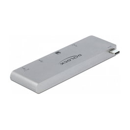 DeLOCK 64078 Hub USB y Lector de Tarjetas para MacBook con PD 3.0 Gris