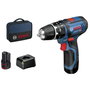 Bosch Professional GSB 12V-15 Taladro Atornillador de Impacto con 2 Baterías 2,0Ah y Cargador