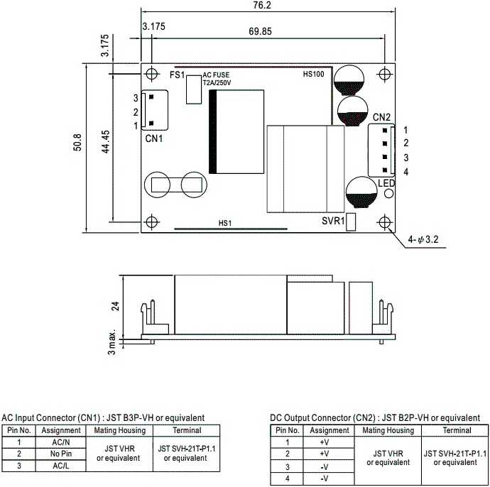 MEAN WELL RPS-45-48 Alimentador de impulso abierto 45,1W 48VDC MEAN WELL RPS-45-48 Alimentador de impulso abierto 45,1W 48VDC