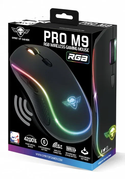 Spirit of Gamer PRO-M9 Ratón Gaming Inalámbrico Negro