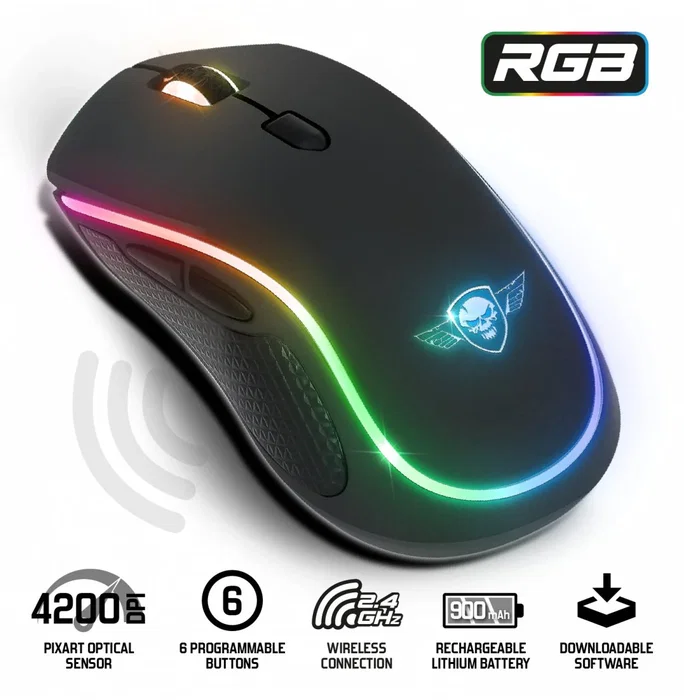 Spirit of Gamer PRO-M9 Ratón Gaming Inalámbrico Negro