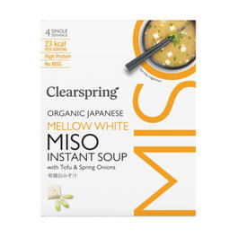 Clearspring Sopa Miso Blanco Instantánea 4 unidades x 10g - Sabor suave tofu
