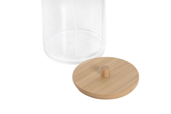 DKD Home Decor Algodonero PS y Bambú 7x7x18,5 cm Transparente y Natural