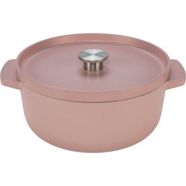 KitchenAid Asador Redondo de Hierro Fundido con Tapa 26 cm, Rosa