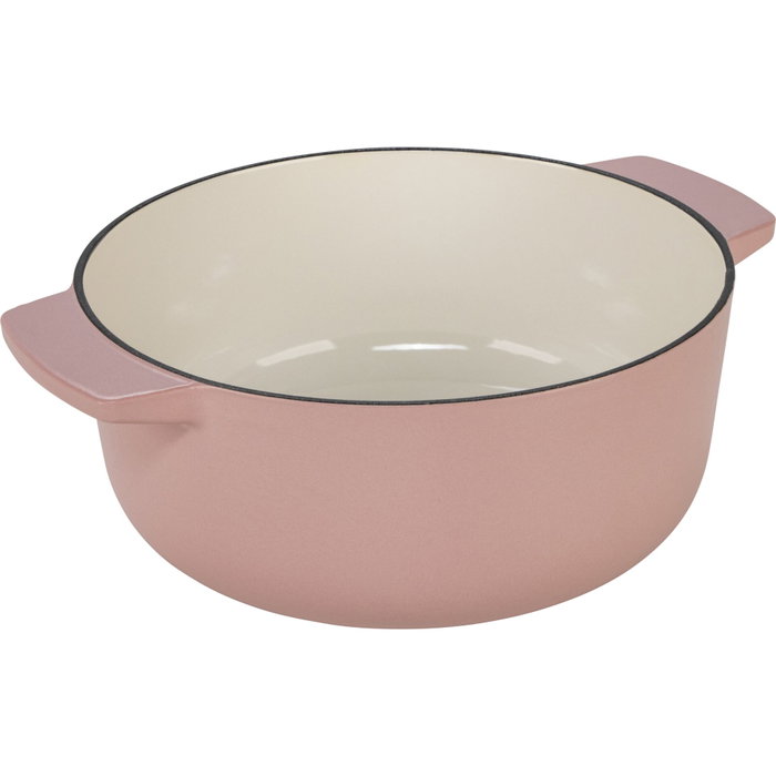 KitchenAid Asador Redondo de Hierro Fundido con Tapa 26 cm, Rosa