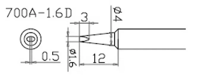 QUICK Punta de soldadura tipo destornillador 1,6x0,5mm Q200G-1.6D
