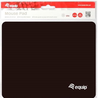 Equip 245011 Alfombrilla para Ratón Negro, Nylon y Caucho, Monocromo, Base Antiderrapante, 180x220x3 mm