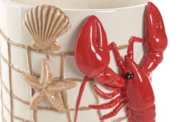 DKD Home Decor Macetero Mediterraneo Crema Rojo 17 x 15.5 x 19 cm Ceramica