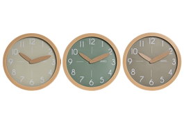 DKD Home Decor Reloj de Pared Surtido Simil Madera 30x30 cm (Pack de 3)
