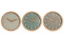 DKD Home Decor Reloj de Pared Surtido Simil Madera 30x30 cm (Pack de 3)