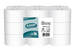 Papel Higienico Amoos Professional Jumbo 2 Capas 342 Servicios 120 Metros Blanco (Set de 18)