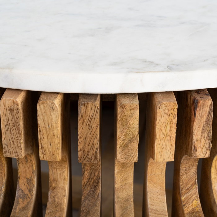 Mesa Centro Madera-Mármol Salón 80 X 80 X 42 cm